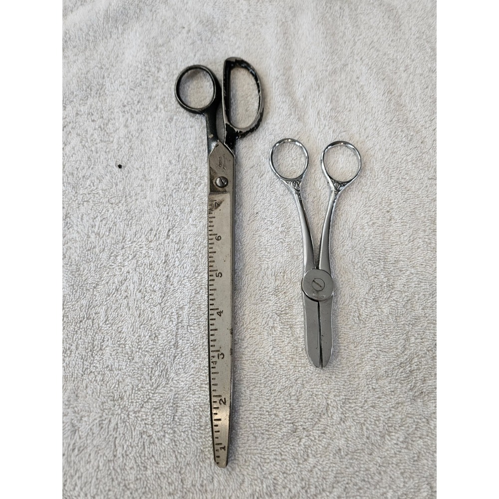 Two Vintage Sewing Sheers Has 7inch Measuring Engraved.